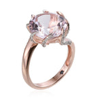 GP - Rose De France Amethyst, Natural Cambodian Zircon & Blue Sapphire Solitaire Ring in 18K Vermeil Rose Gold Plated Sterling Silver 9.85 Ct._2425748_2