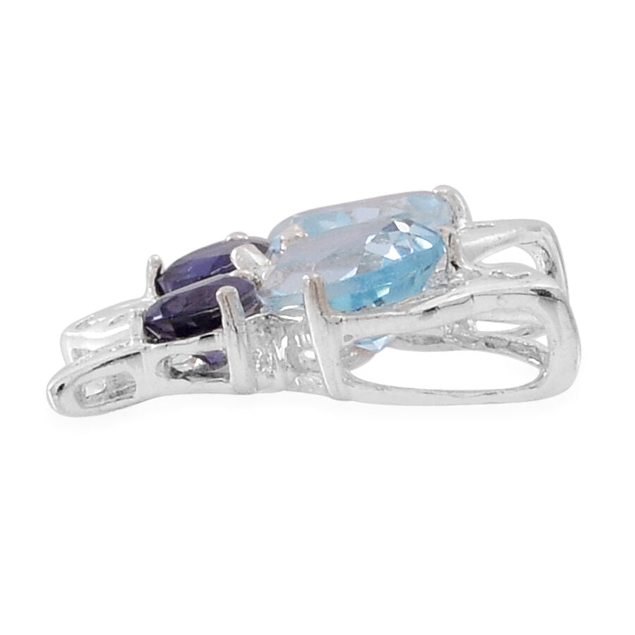 Sky Blue Topaz (Pear), Iolite Butterfly Pendant in Sterling Silver 4.39 Ct. 2435577 1