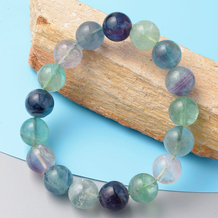 244Ct Multi Fluorite Beaded Stretchable Bracelet 3855599 2