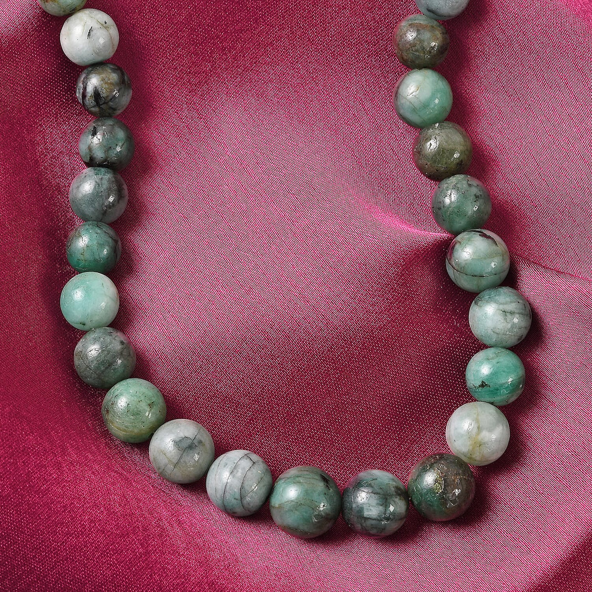 245 Ct. Emerald Beaded Necklace in Platinum Plated Sterling Silver 20 Inches 6060807 2