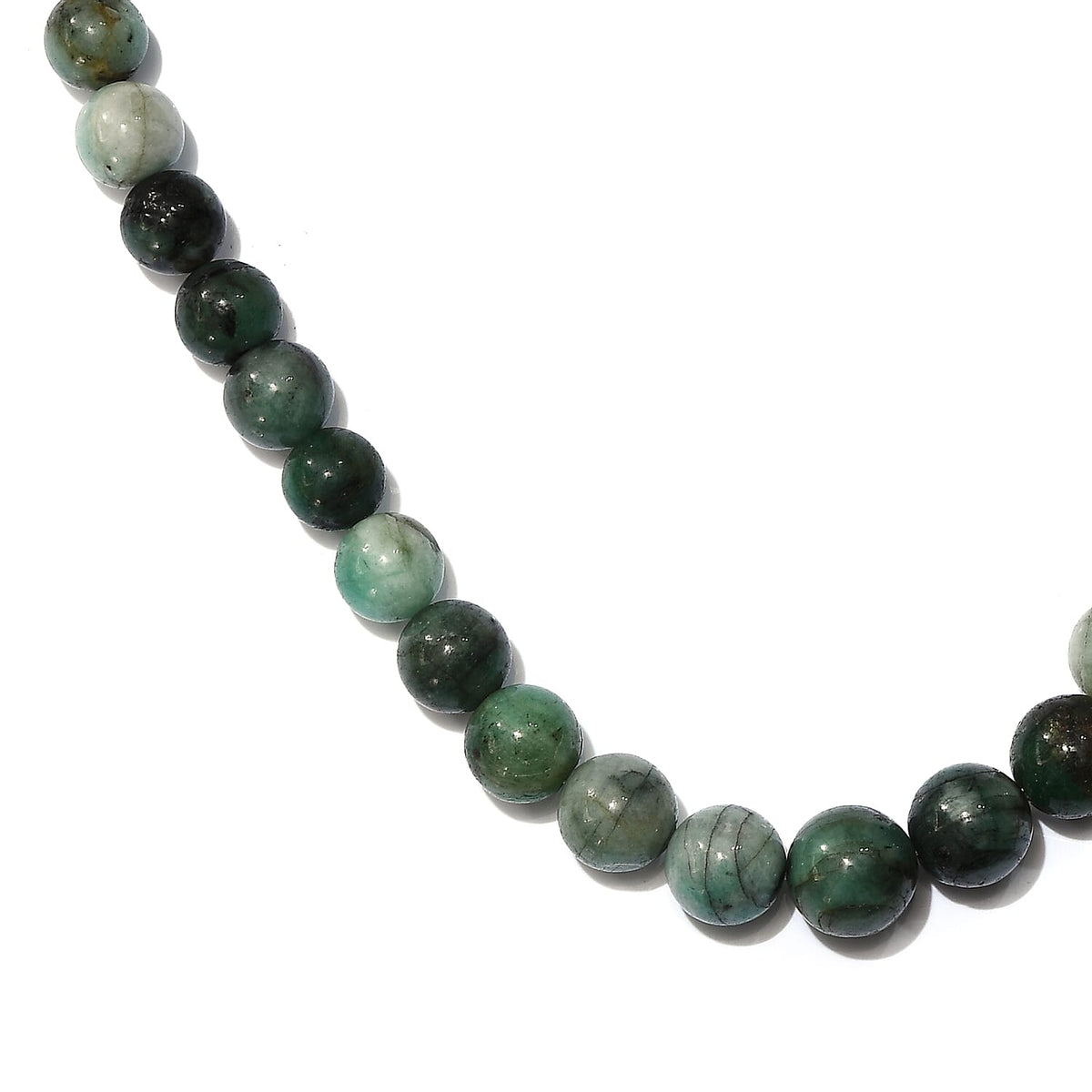245 Ct. Emerald Beaded Necklace in Platinum Plated Sterling Silver 20 Inches 6060807 4