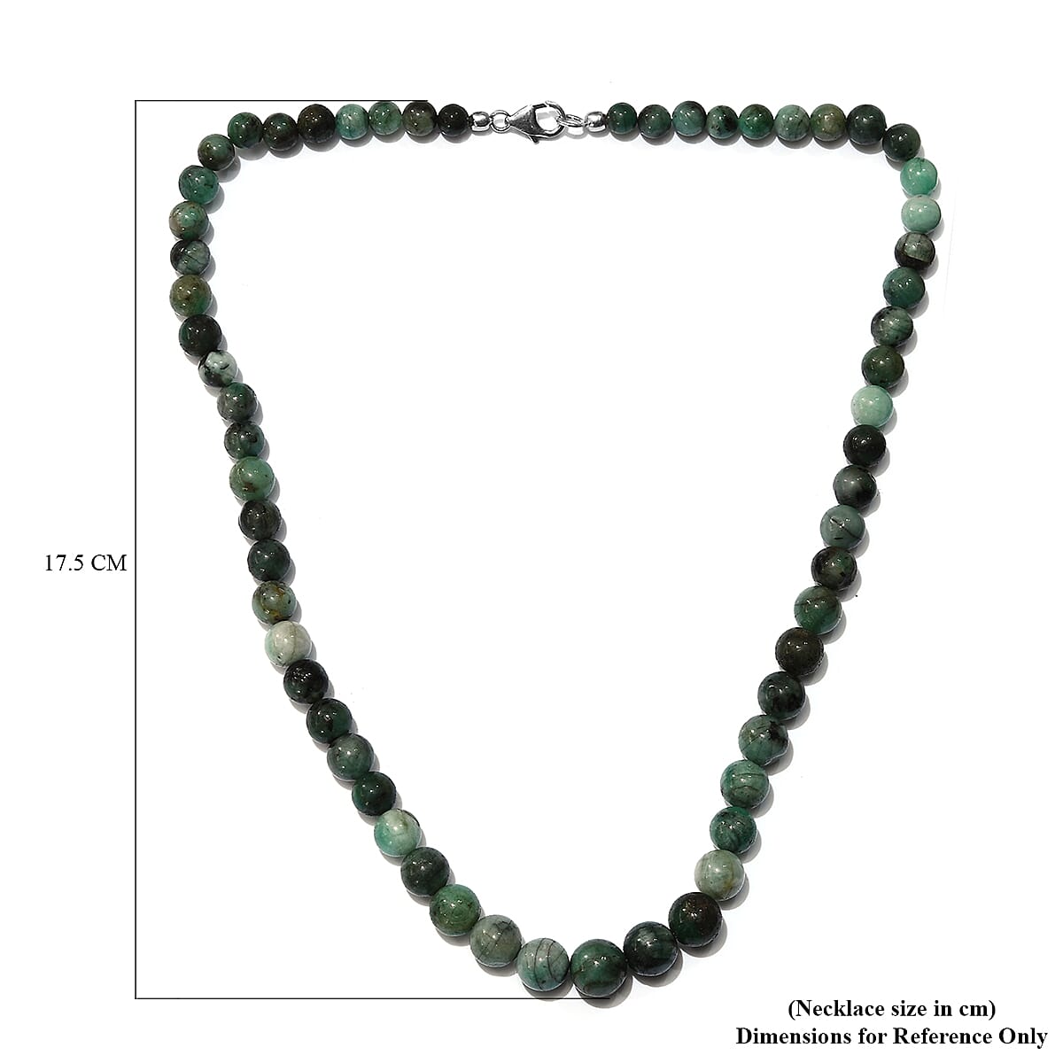 245 Ct. Emerald Beaded Necklace in Platinum Plated Sterling Silver 20 Inches 6060807 6