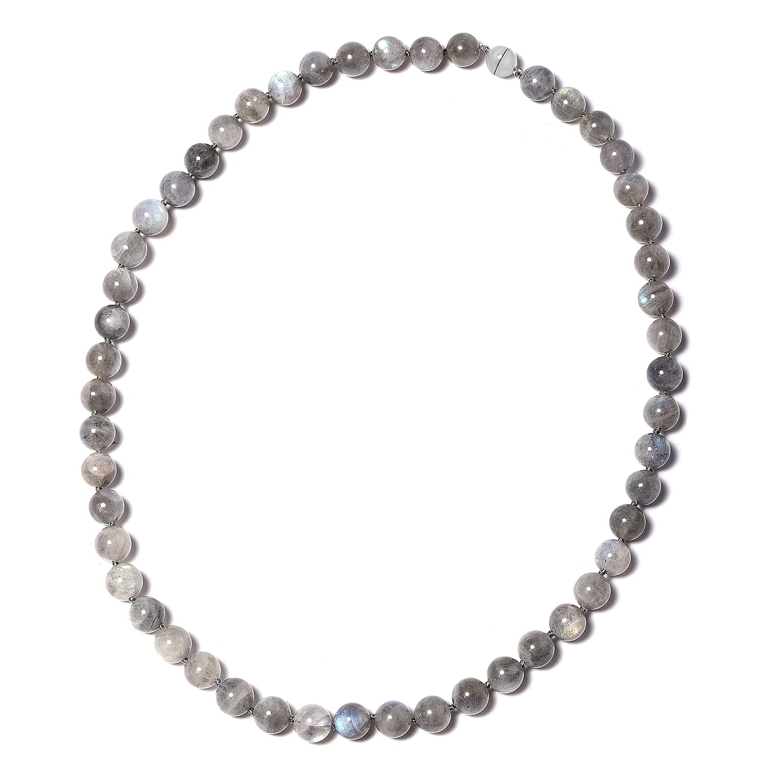 246 Ct AAA Labradorite Beaded Necklace with Magnetic Lock in Rhodium Plated Silver 20 Inch 3438968 0