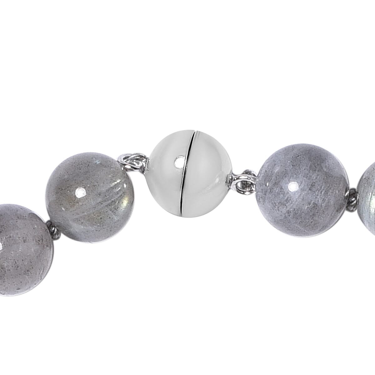 246 Ct AAA Labradorite Beaded Necklace with Magnetic Lock in Rhodium Plated Silver 20 Inch 3438968 3