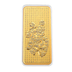 24K Gold Bar (99.9% Purity) Fu Symbol & Dragon Collectable - Symbolizing Happiness, Health & Good Fortune - (15.5 x 7.5 CM)