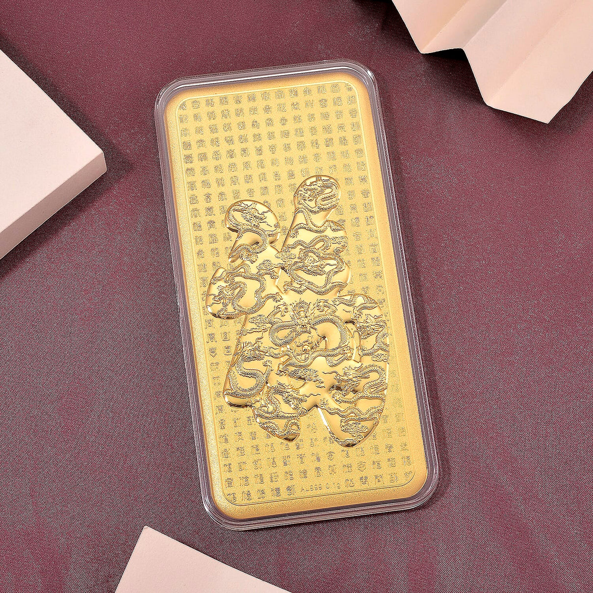 24K Gold (99.9% Purity) Fu Symbol and Dragon Collectable 8165977 2