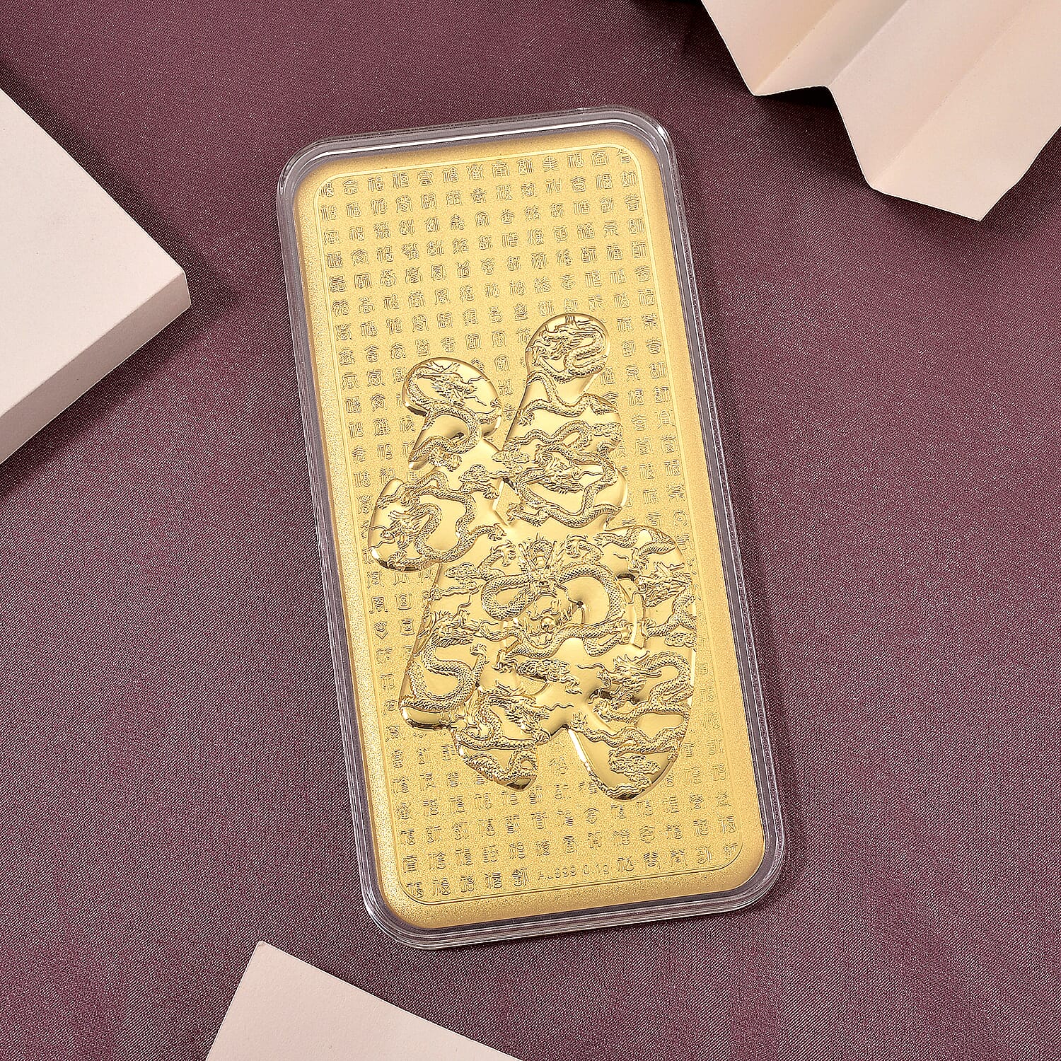 24K Gold (99.9% Purity) Fu Symbol and Dragon Collectable 8165977 2