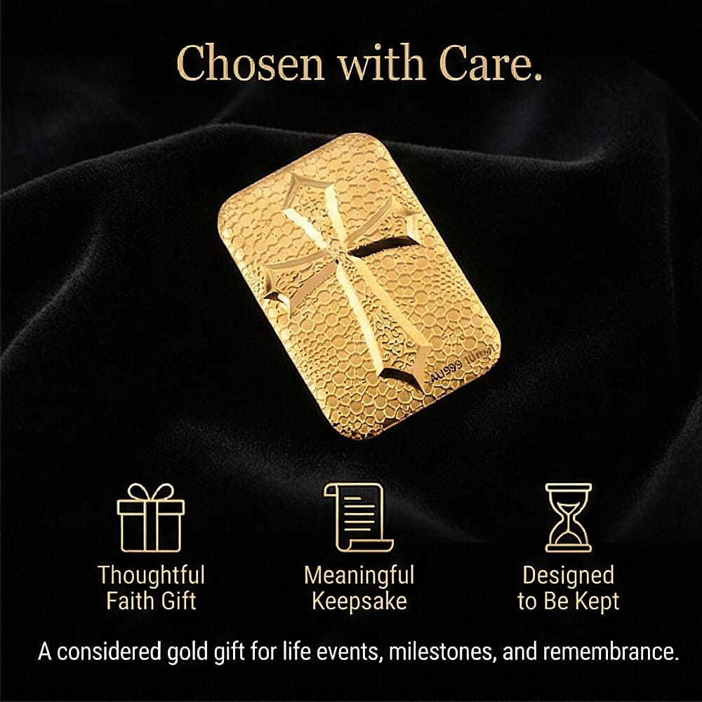 24K Yellow Gold Embossed Cross Foil (39.80 MM x 25.50 MM)