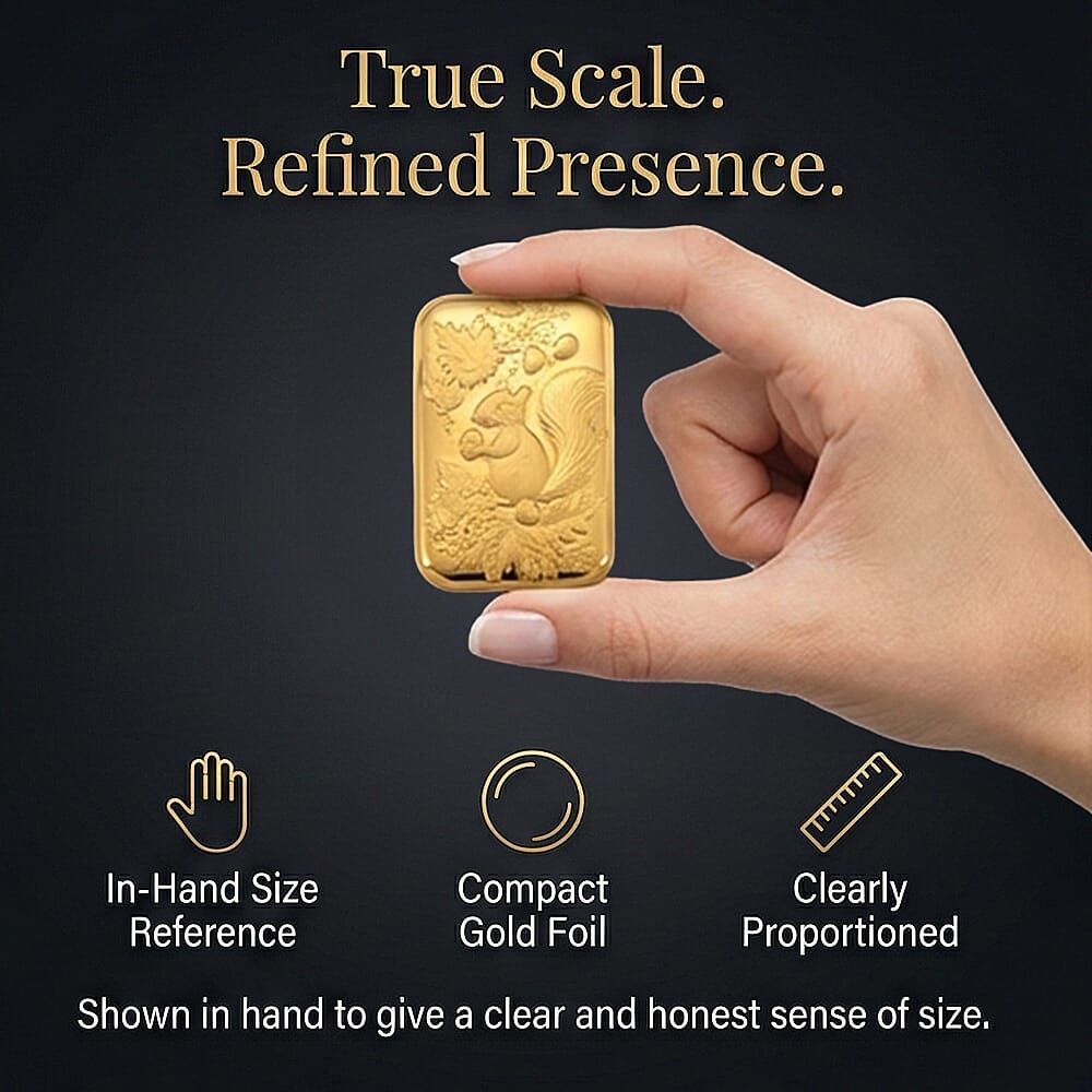 24K Yellow Gold (99.9% Purity) Squirrel Embossed Collectable (39.70 x 25.50 MM) V32562614 5