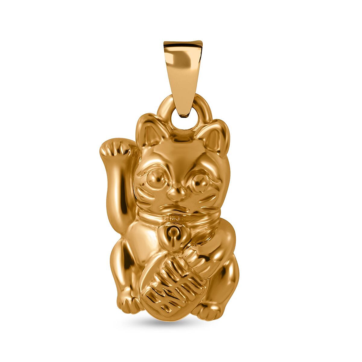 One Time Closeout - 24K Yellow Gold Beckoning Cat Pendant 7756642 0