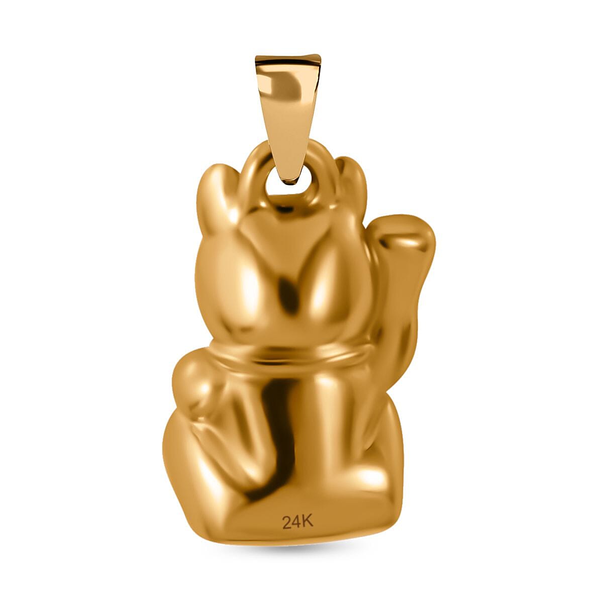 One Time Closeout - 24K Yellow Gold Beckoning Cat Pendant 7756642 6
