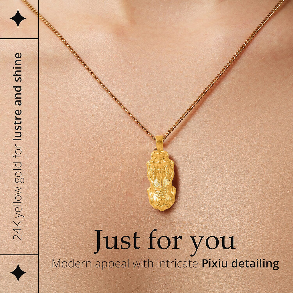 Gold Deal - 24K Yellow Gold (99.9% Gold Purity) Pixiu Pendant