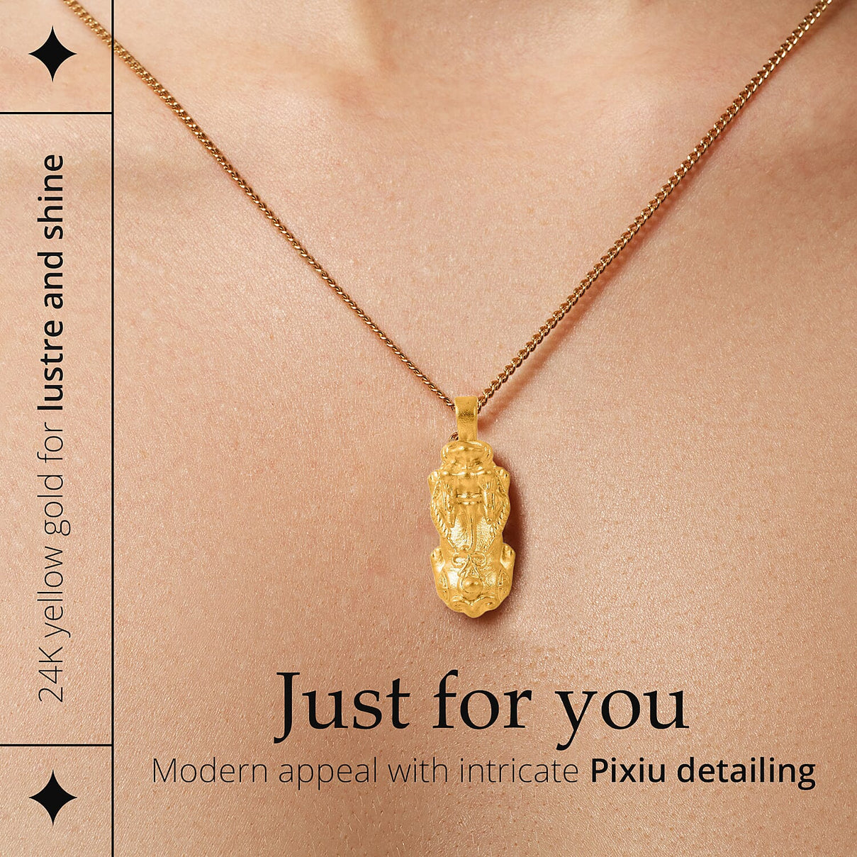 24K Yellow Gold Pixiu Charm Pendant V32515032 3