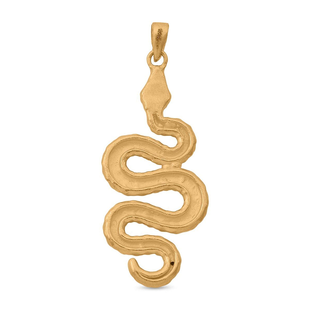 Designer Inspired 24K (99.9 Purity) Yellow Gold Snake Pendant
