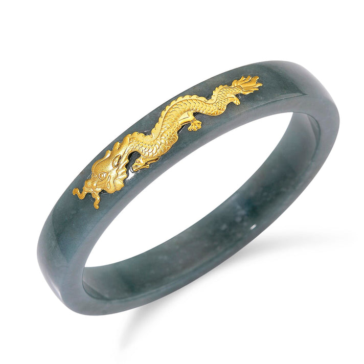 24K Yellow Gold Standard Natural Type A Jadeite Bangle (Size 7.5) 200.00 Ct. 8251577 1