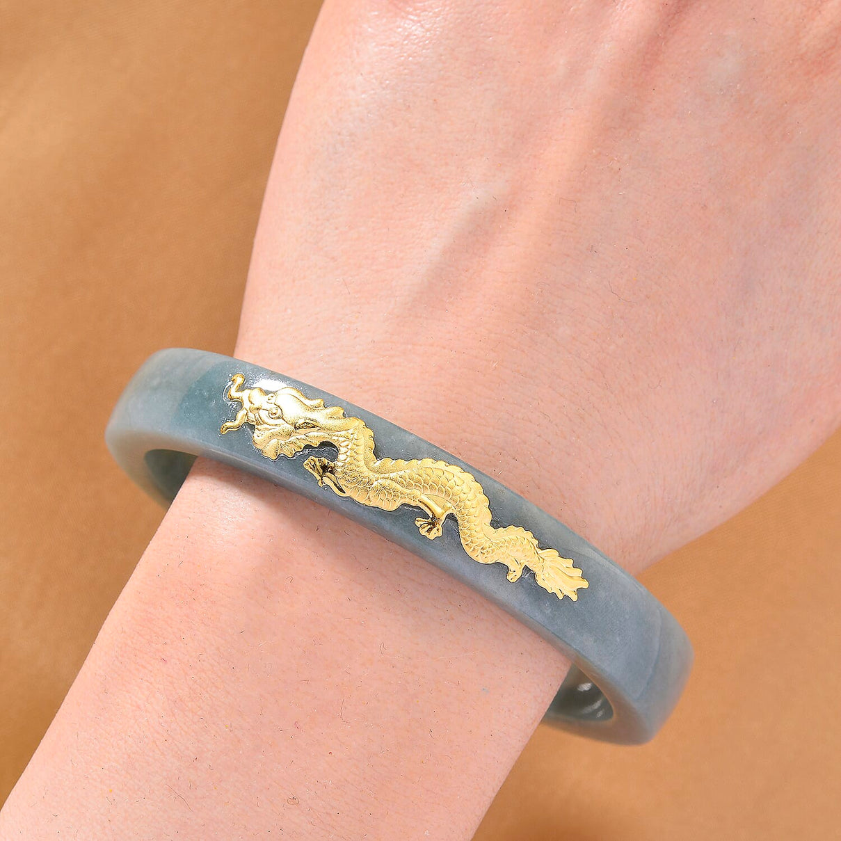 24K Yellow Gold Standard Natural Type A Jadeite Bangle (Size 7.5) 200.00 Ct. 8251577 2