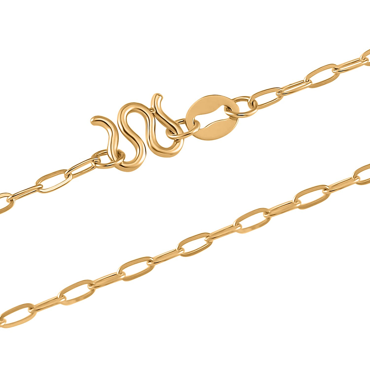 24K Yellow Gold 0.06 MM Paperclip Chain With S Hook Clasp 20 Inch Polished 7833449 5