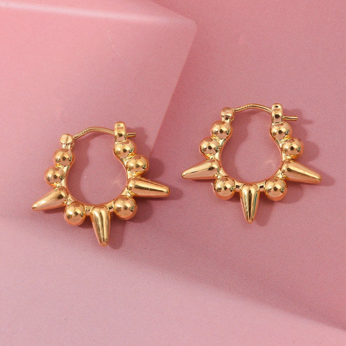 24K Yellow Gold (99.9% Purity) Statement Hoop Earring with Clasp 8260279 1