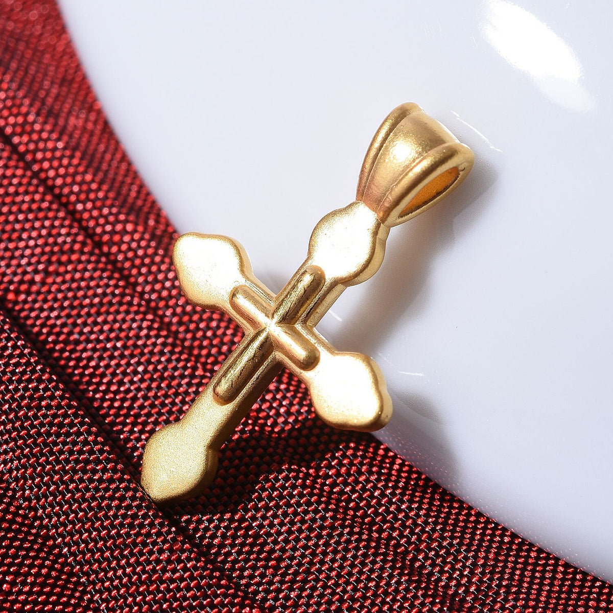One Time Deal - 24K Yellow Gold (99% Purity) Cross Pendant 7891842 1