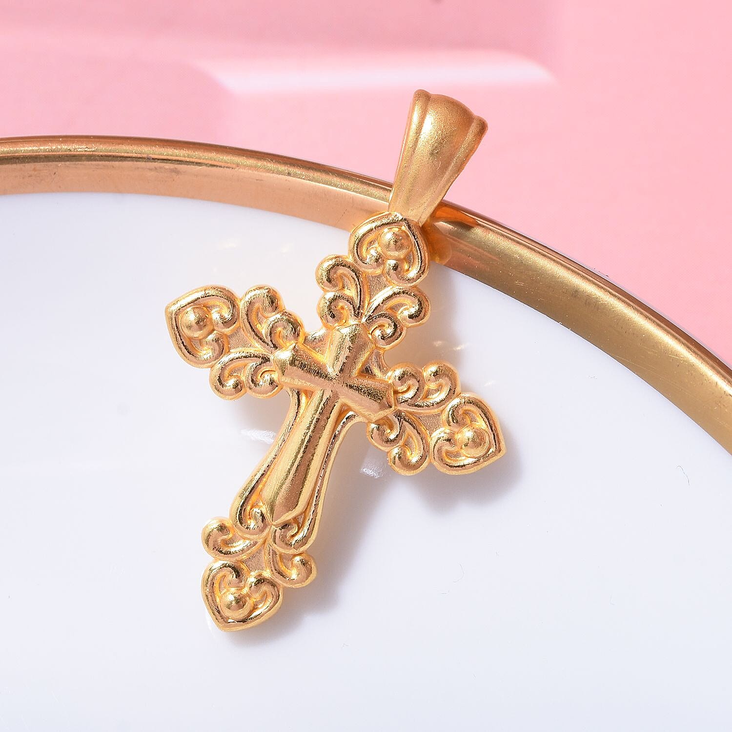 24K Yellow Gold Cross Pendant 1 Gms 7954586 1