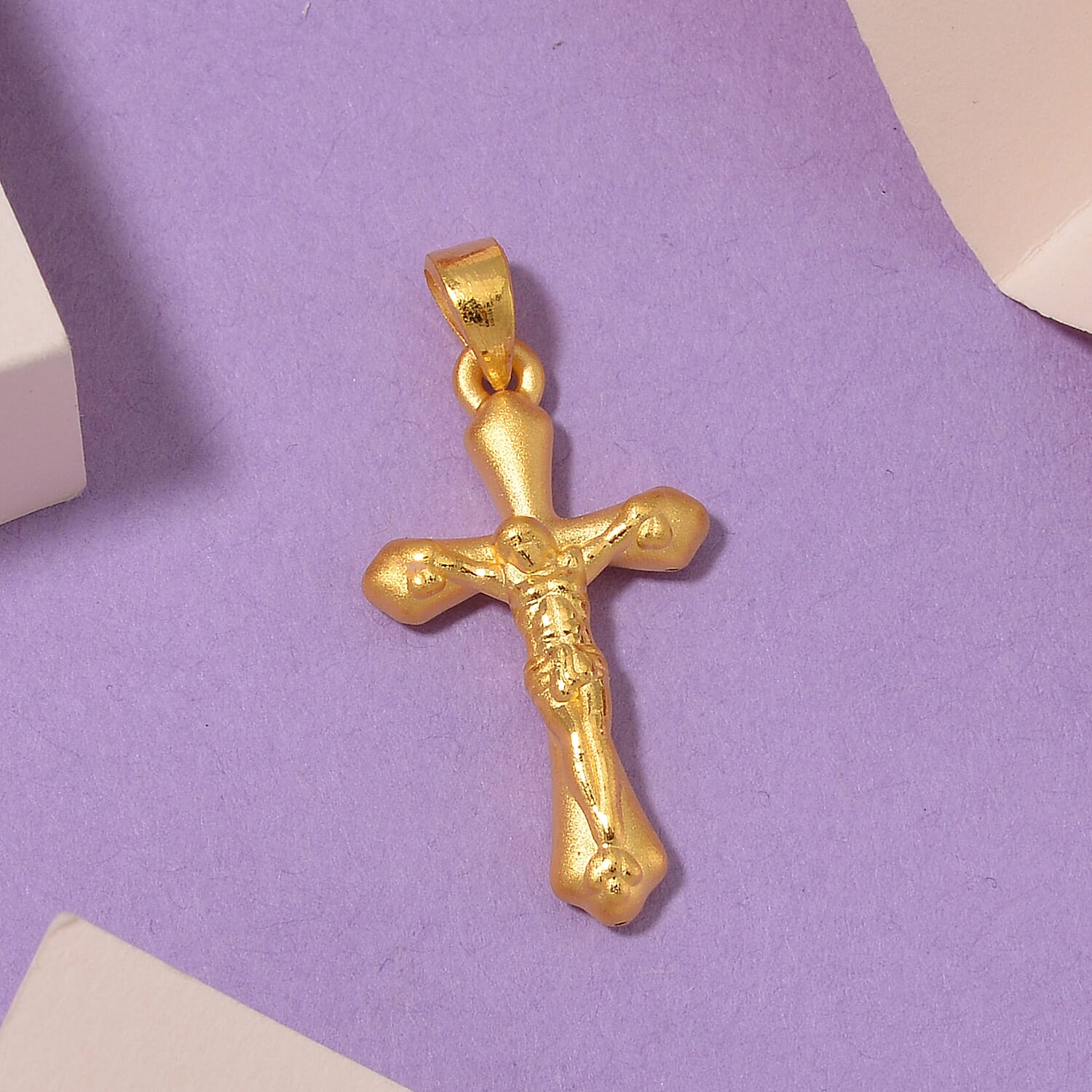 First Time Ever - 24K Yellow Gold Crucifix Pendant 7834020 2