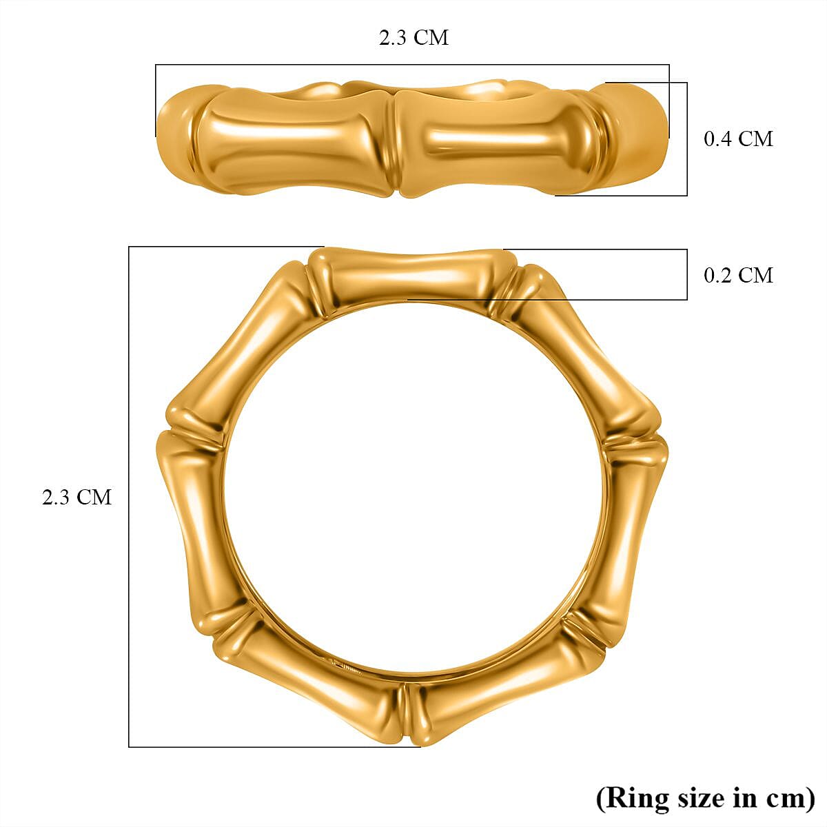 24K Yellow Gold (99.9% Gold Purity) Bamboo Ring 7756665 6