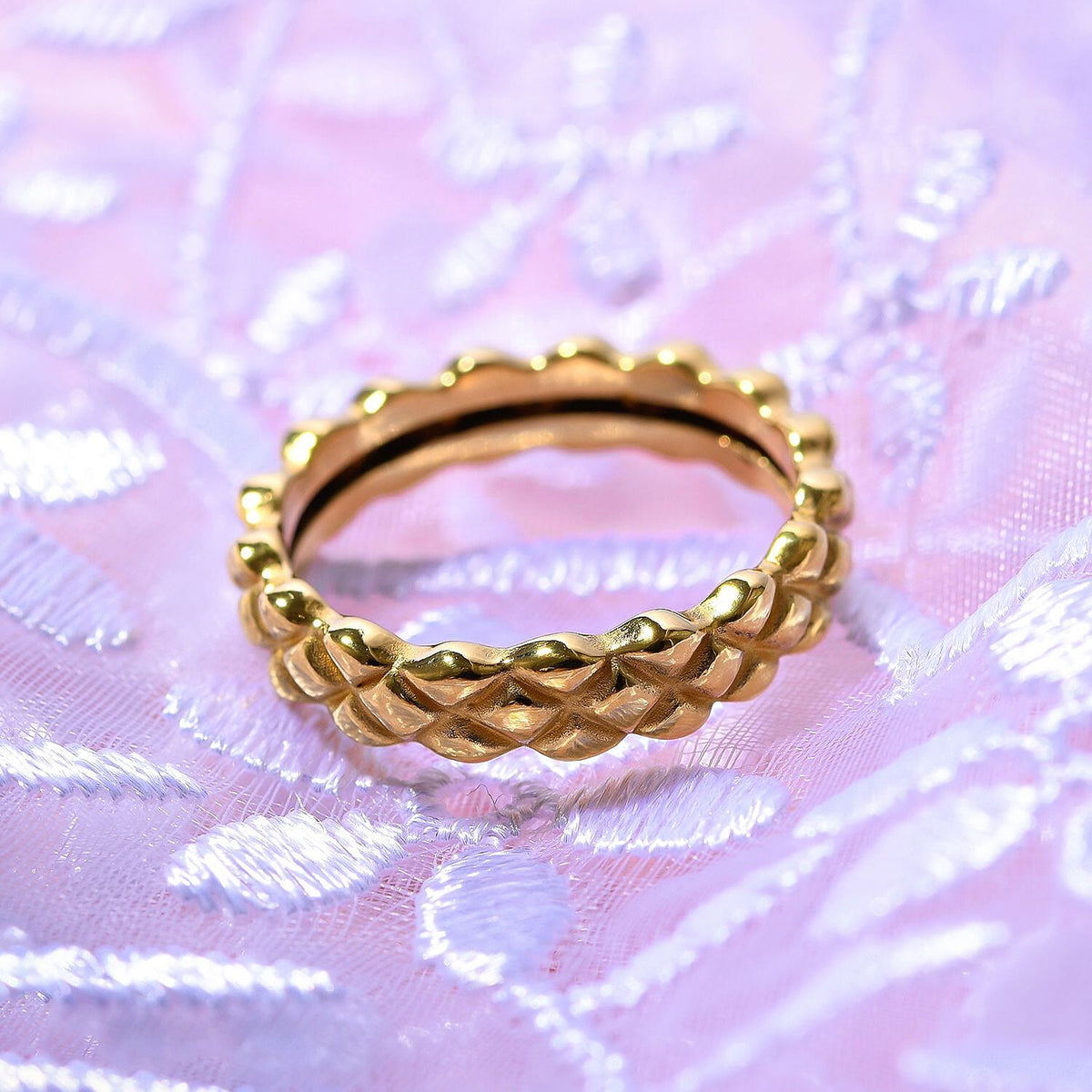 24K Yellow Gold Cross Band Ring 7756643 2