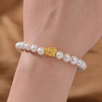 DOORBUSTER - 24K Yellow Gold White Anhui Pearl Dragon Bracelet