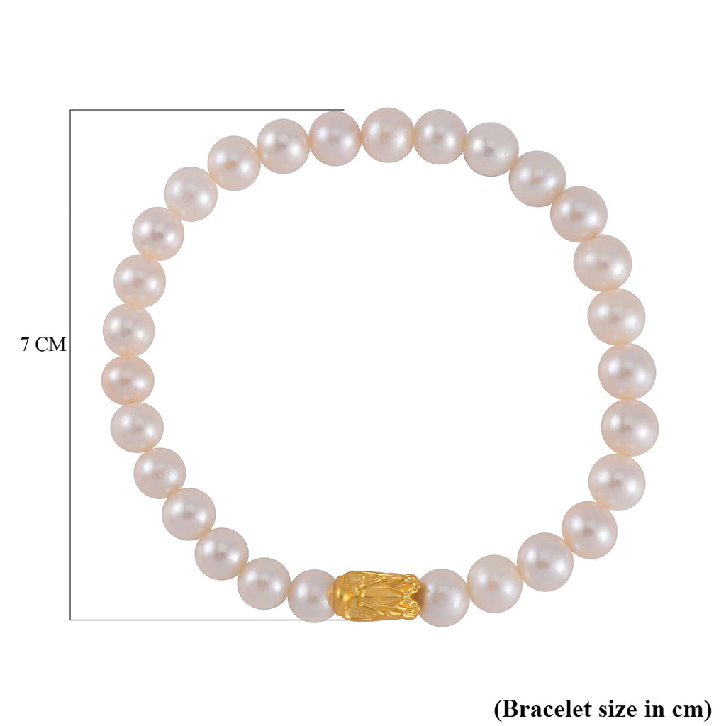 DOORBUSTER - 24K Yellow Gold White Anhui Pearl Dragon Bracelet