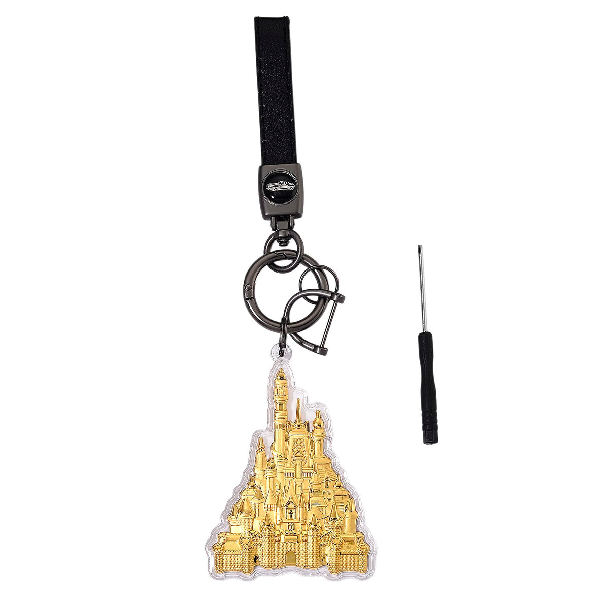 24K Yellow Gold Castle Key Chain V32602722 0