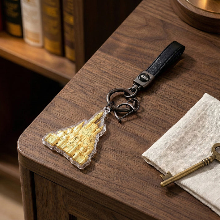 24K Yellow Gold Castle Key Chain V32628344 2