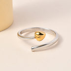 Platinum Overlay and 18K Vermeil Yellow Gold Plated Sterling Silver Adjustable Bypass Heart Ring_2503751_1