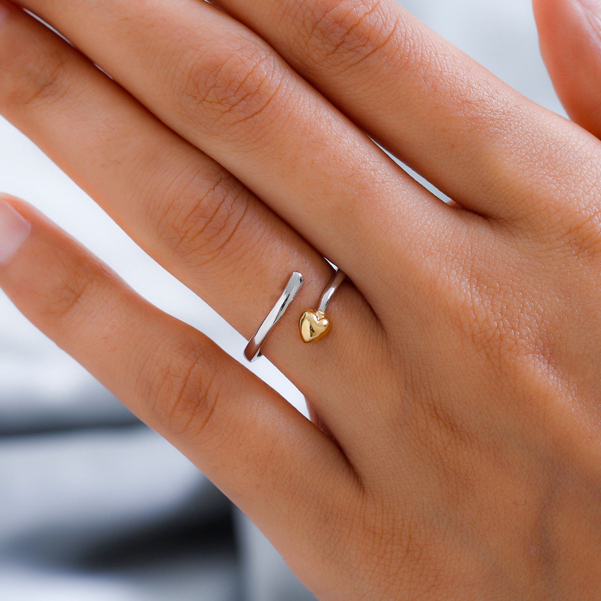 Platinum and Yellow Gold Overlay Sterling Silver Adjustable Ring V32515167 3