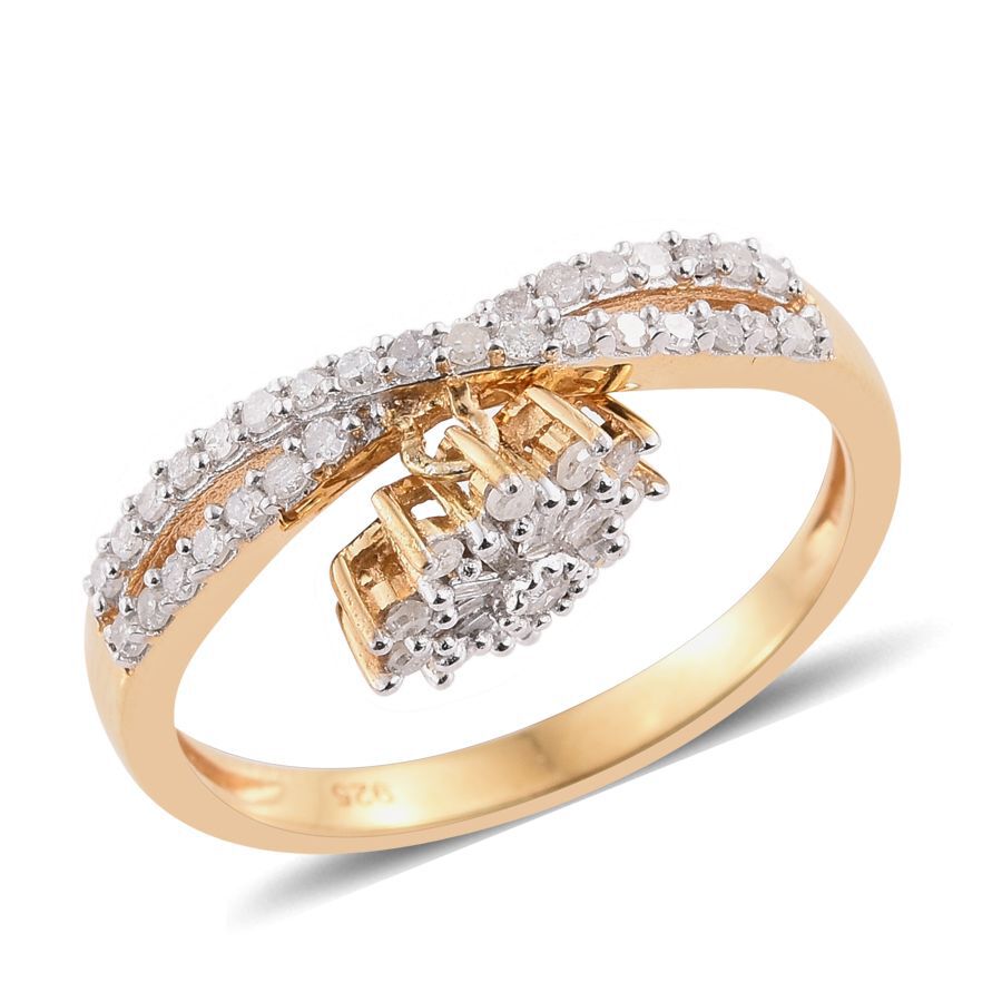 0.50 Ct Diamond Sun Charm Floral Criss Cross Ring in 14K Gold Plated Silver 2577480 0