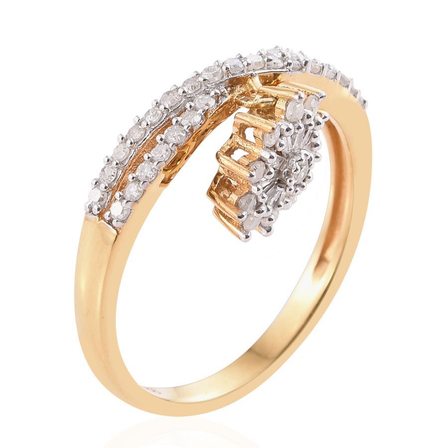 0.50 Ct Diamond Sun Charm Floral Criss Cross Ring in 14K Gold Plated Silver 2577480 2