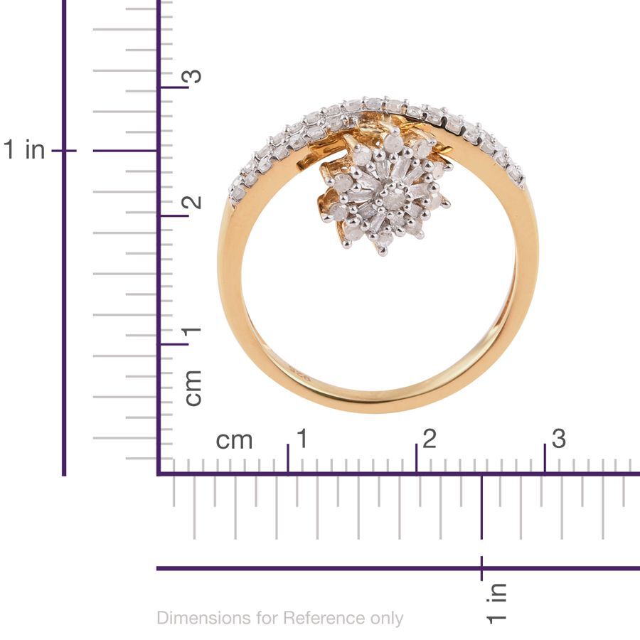 0.50 Ct Diamond Sun Charm Floral Criss Cross Ring in 14K Gold Plated Silver 2577480 3