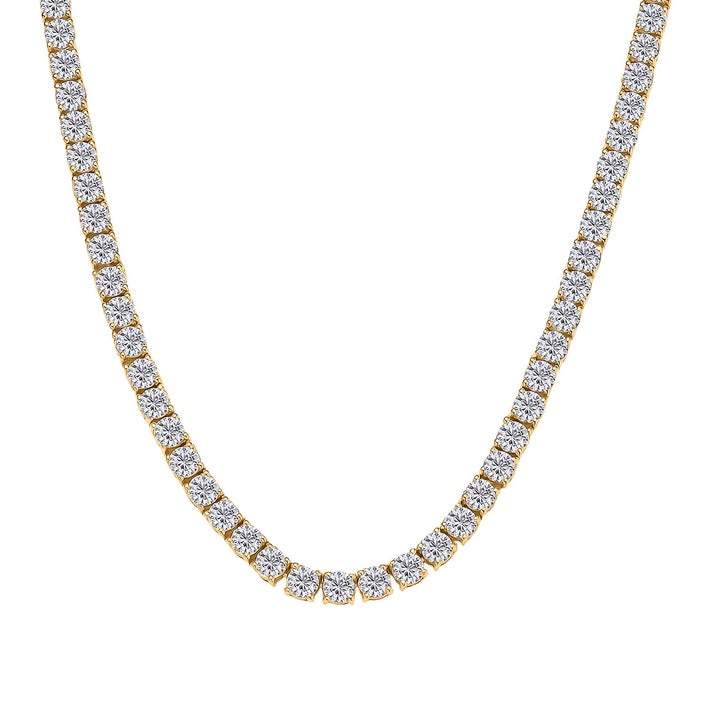 26.9 Ct. Moissanite Tennis necklace in 18K Vermeil Yellow Gold Sterling Silver 8275828 1