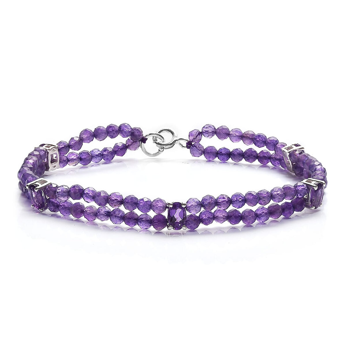 26.74 Carat Amethyst Beads Bracelet Size - 7.5 in Sterling Silver 7146895 0