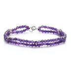 Amethyst Beads Bracelet (Size - 7.5) in Sterling Silver 25.50 Ct.