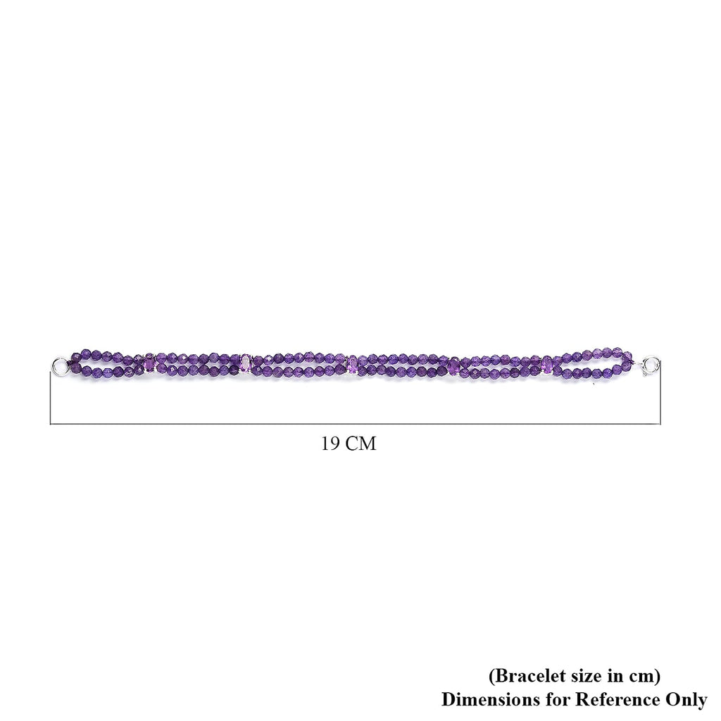 Amethyst Beads Bracelet (Size - 7.5) in Sterling Silver 25.50 Ct.