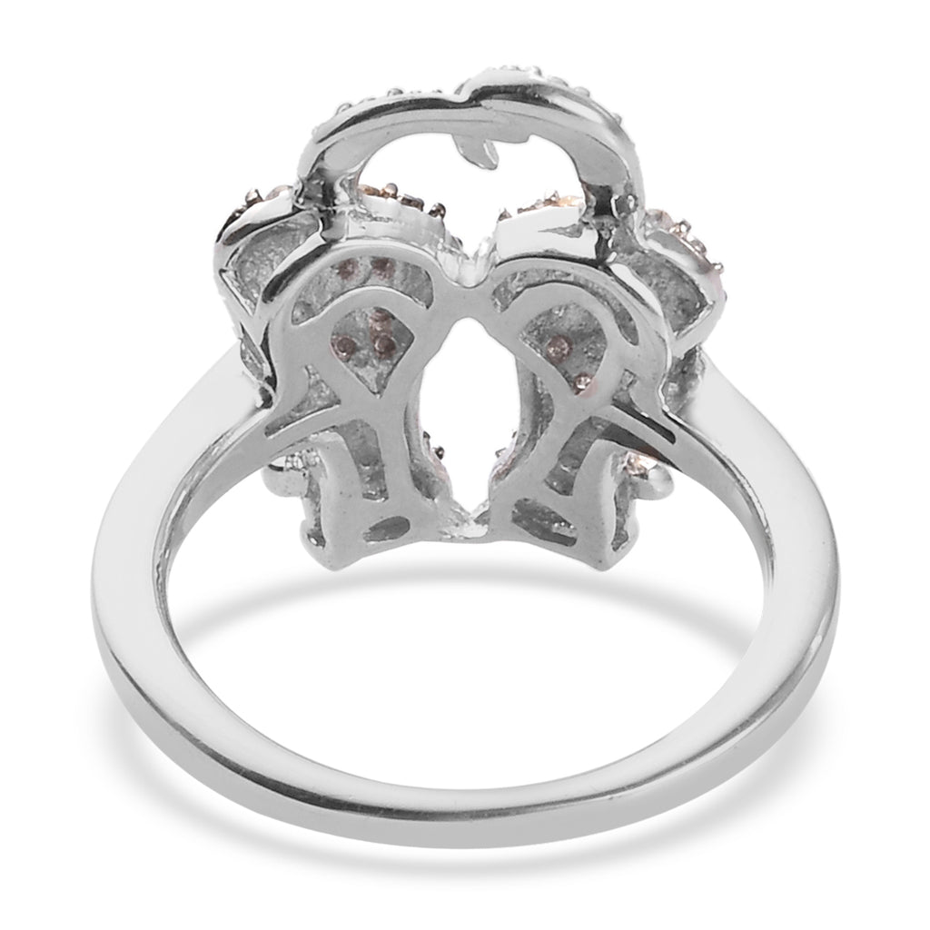 White and Black Diamond Twin Cat Ring in 18k Yellow Gold Overlay and Rodium._2707557_4
