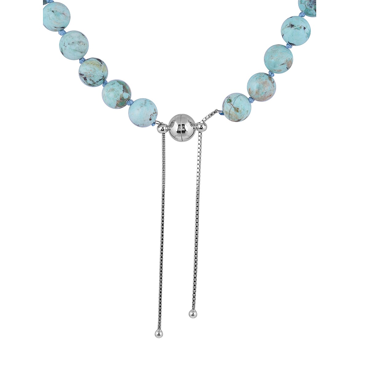 275.00 Ct. 10-12mm Peru Turquoise Necklace Size 20 in Rhodium Plated Sterling Silver 3836076 4