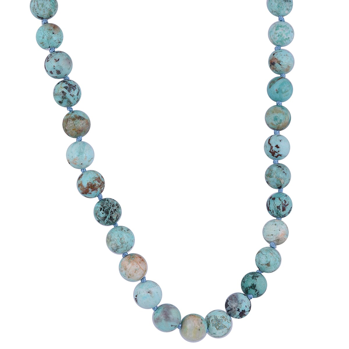 275.00 Ct. 10-12mm Peru Turquoise Necklace Size 20 in Rhodium Plated Sterling Silver 3836076 5