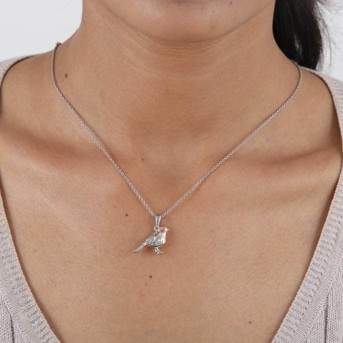 Robin Bird Pendant in 18K Vermeil Rose Gold Plated &amp; Platinum Overlay Sterling Silver 2782488 2