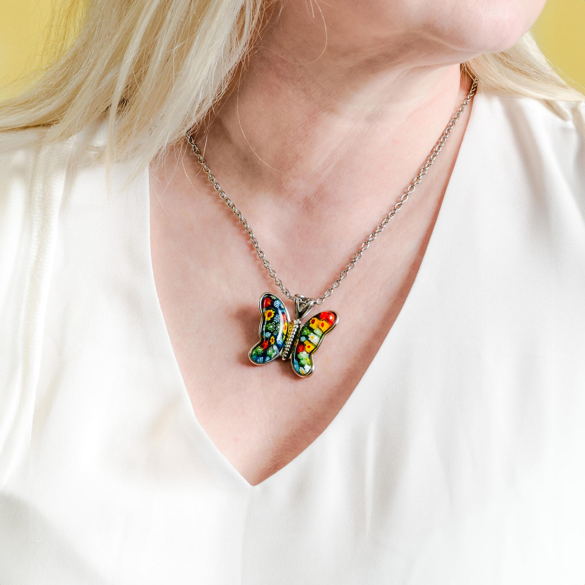 Murano Style Butterfly Pendant with Chain (24 inches) 2790783 2