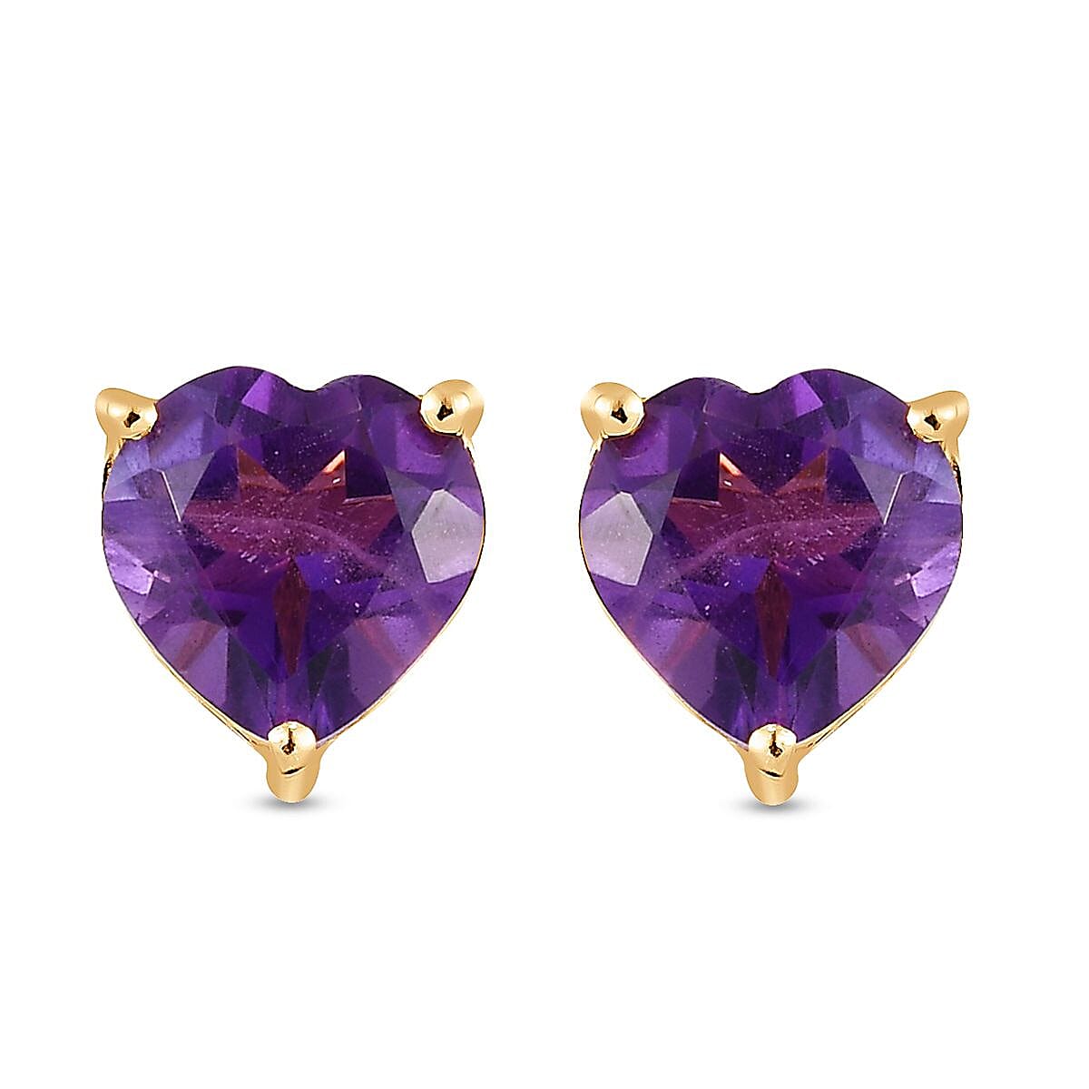 Amethyst Heart Stud Earrings in 18K Yellow Gold Vermeil Plated Sterling Silver 2814490 0