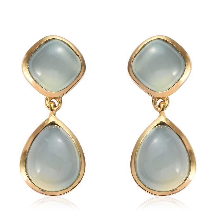 8.50 Ct Aqua Chalcedony Drop Earrings in Gold Plated Silver 2823695 0