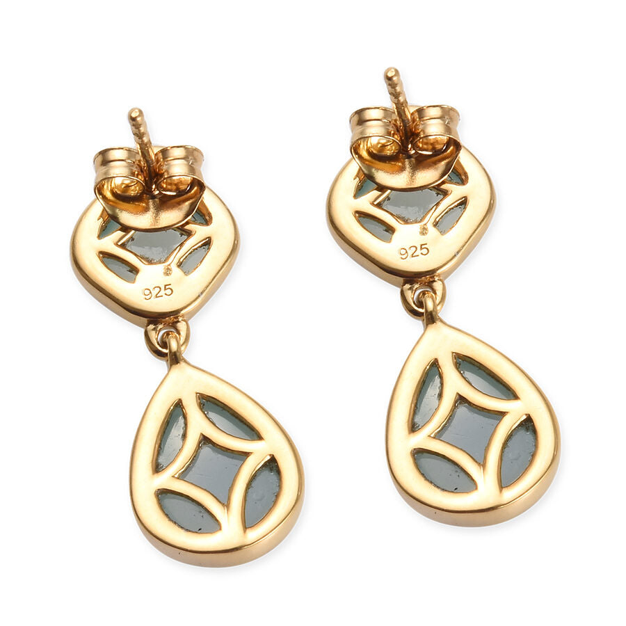 8.50 Ct Aqua Chalcedony Drop Earrings in Gold Plated Silver 2823695 4