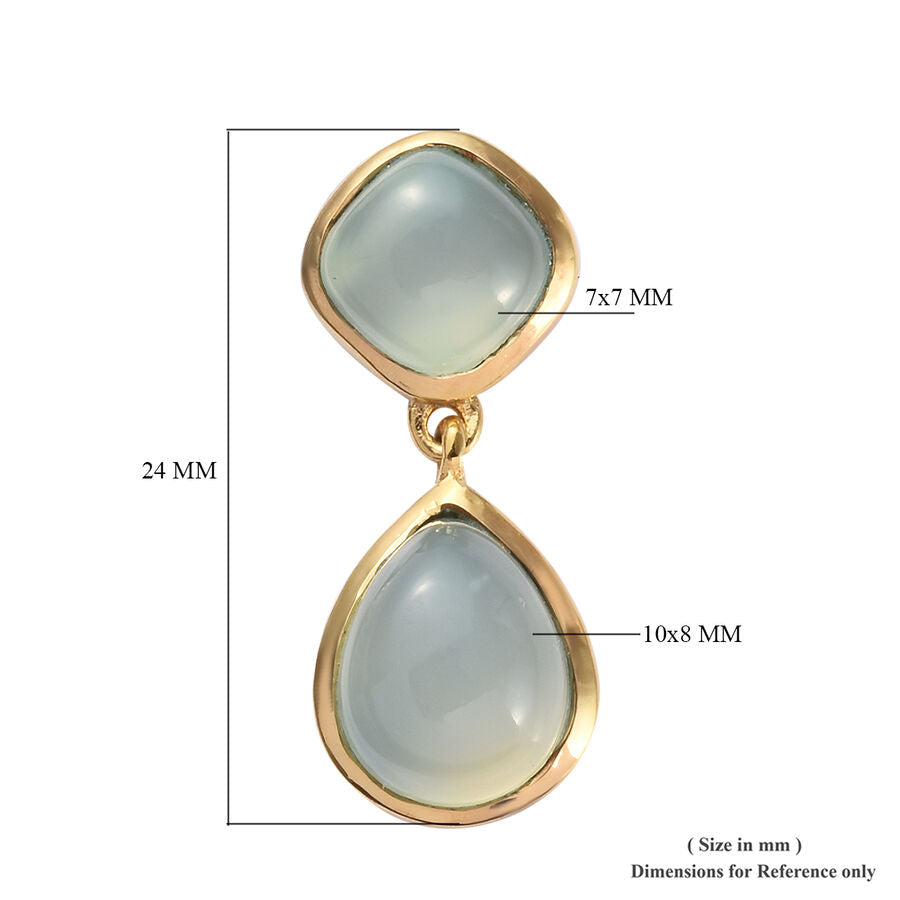 8.50 Ct Aqua Chalcedony Drop Earrings in Gold Plated Silver 2823695 5