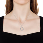 GP - Natural Diamond & Blue Sapphire Pendant with Chain (Size 20) in Rhodium Overlay Sterling Silver 0.54 Ct._2844920_2